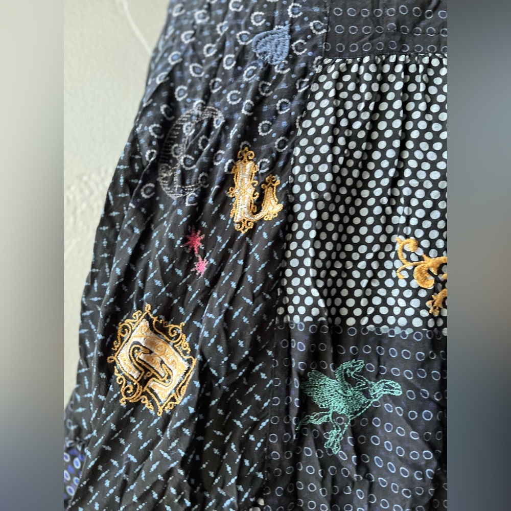 VHTF Johnny Was Black Floral Embroidered Patchwork Blouse Wonderland Quirky - Picture 7 of 10